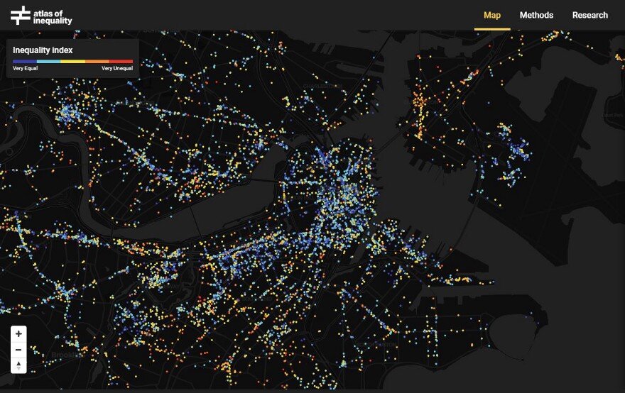 Карта неравенства города Бостон. Источник https://inequality.media.mit.edu/