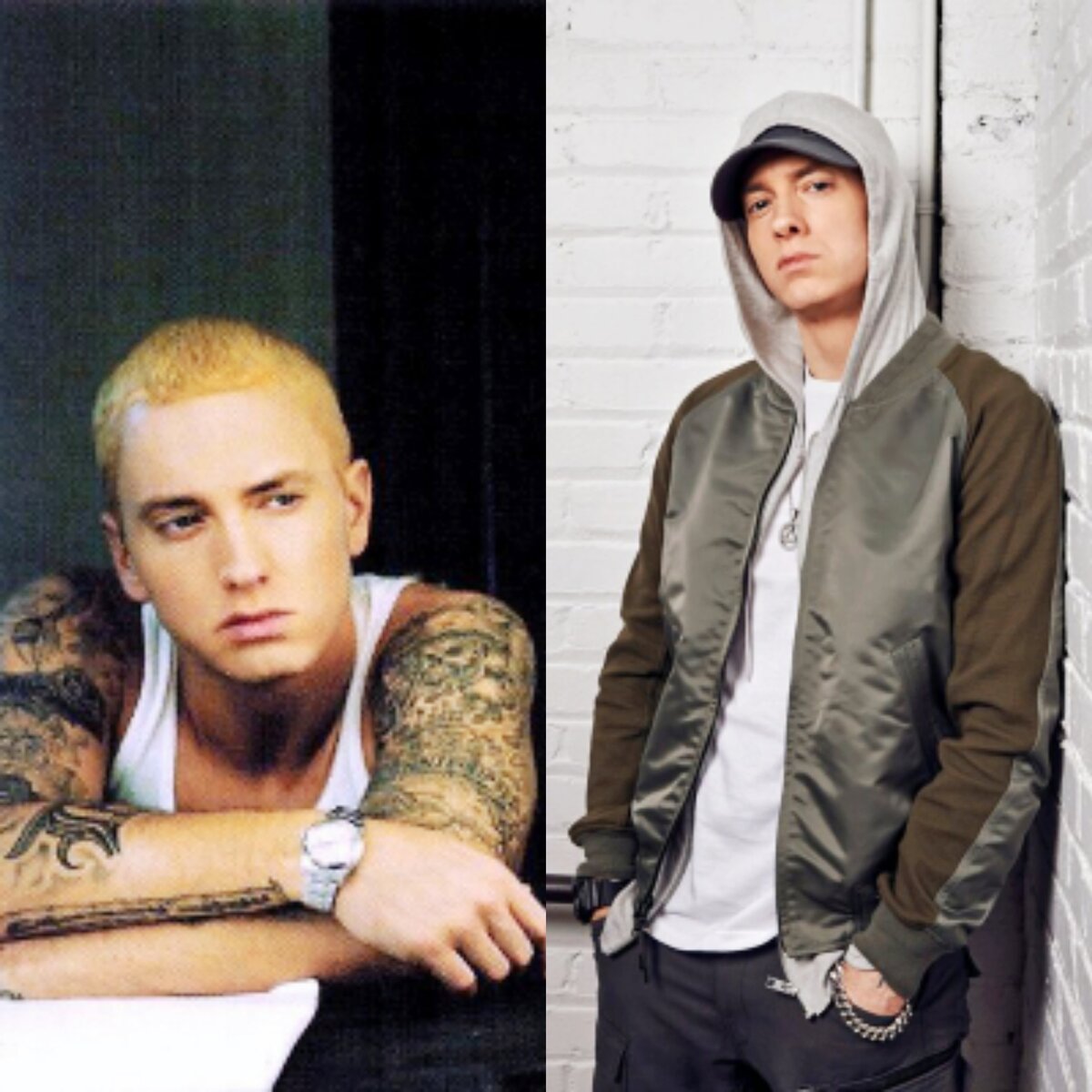 Эминем в 2005 и в 2015.
