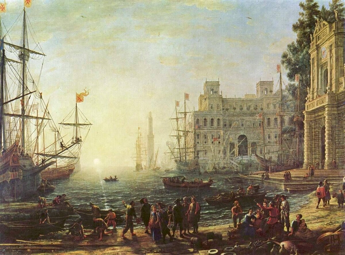 Harbour with Villa Medici. Художник исполнитель: Клод Лоррен. Изображение взято на сайте: Pinterest.com