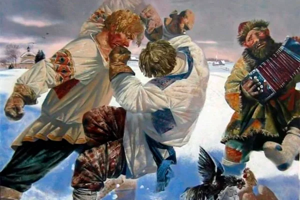 На добром морозце друг другу бока погреть, да носы подрумянить... 