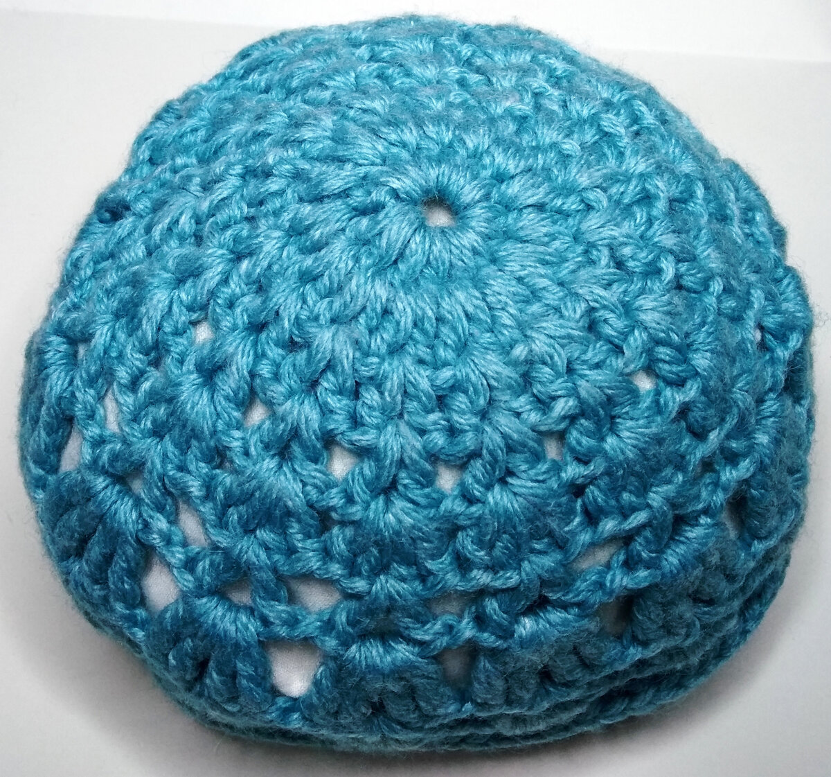 Ажурная вязаная шапочка, макушка






