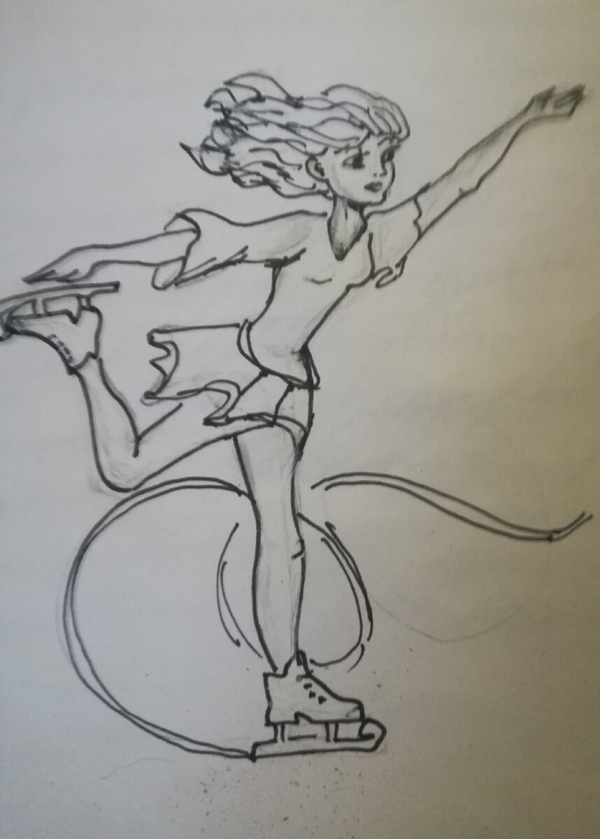 Скетч — иллюстрация к стихотворению «Скользить». Художник Ива Санина. 
