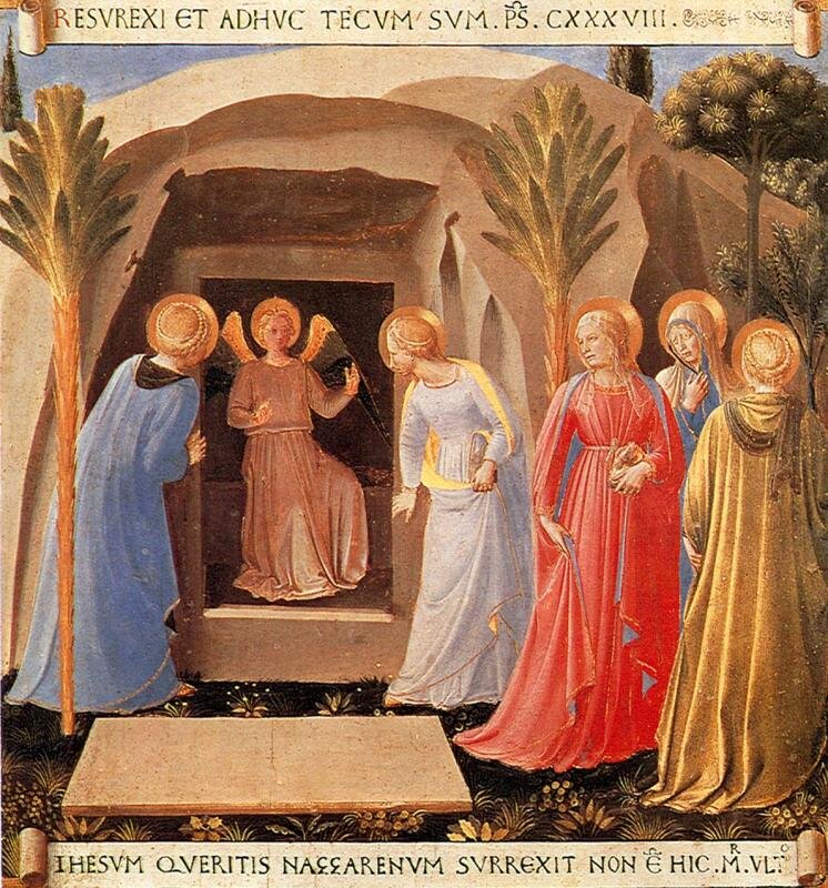 Жёны-мироносицы на картине Фра Беато Анжелико. Отворение гроба. 1450. 