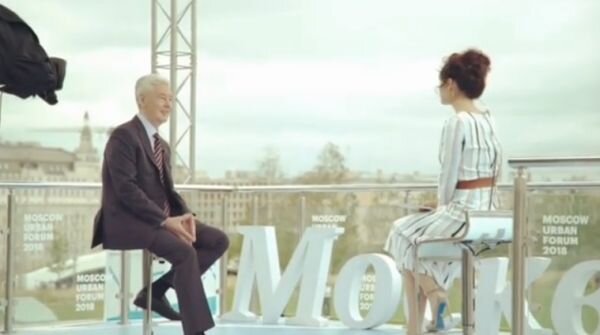 Мэр Москвы дает интервью телеканалу "Москва 24"