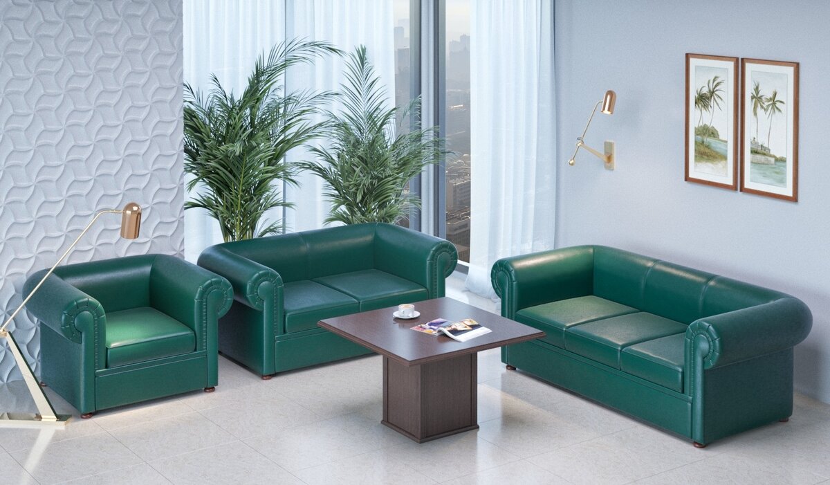 Офисная мебель из кожи разных цветов