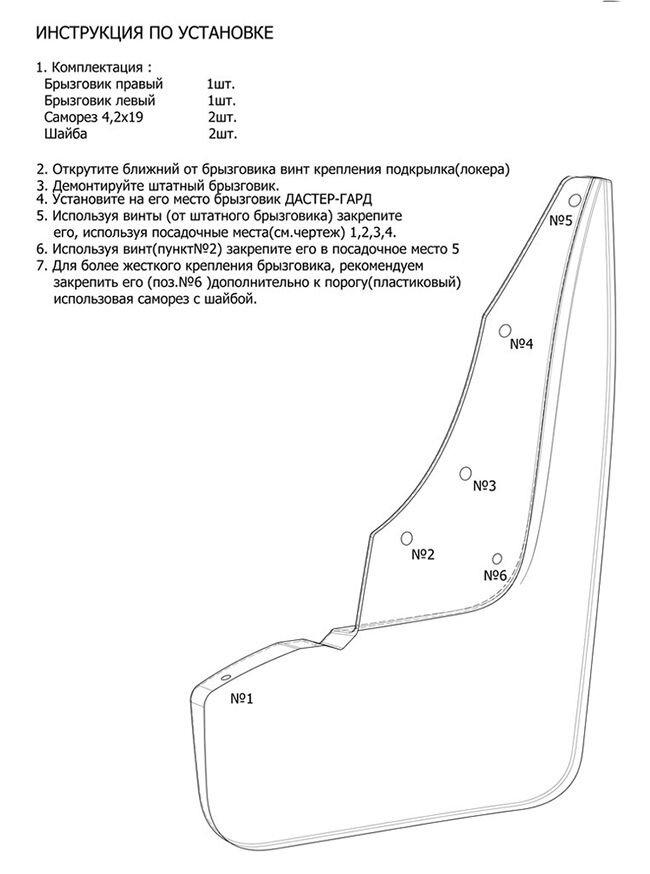 Установка брызговиков на Renault Duster