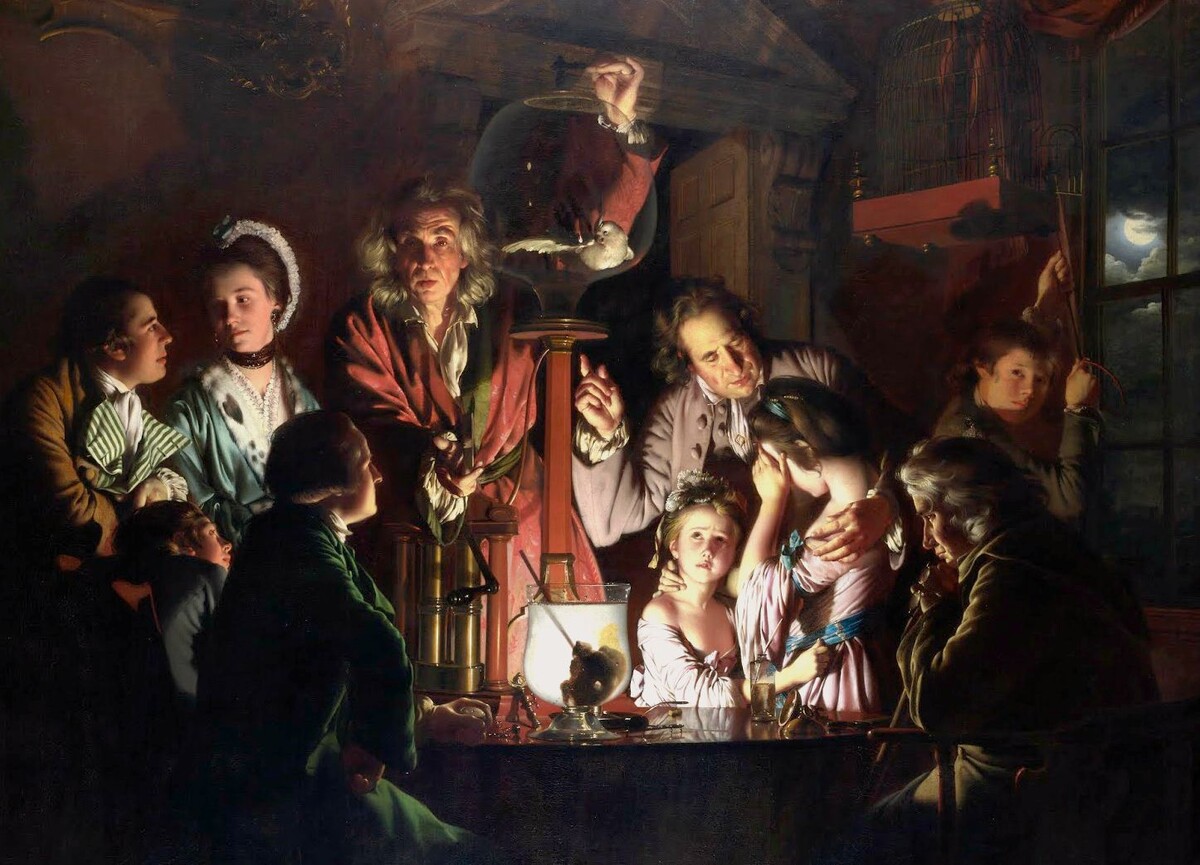Joseph Wright of Derby (1734-1797), "Эксперимент с птицей и воздушным насосом"