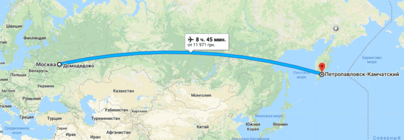 Расстояние от владивостока до петропавловска камчатского