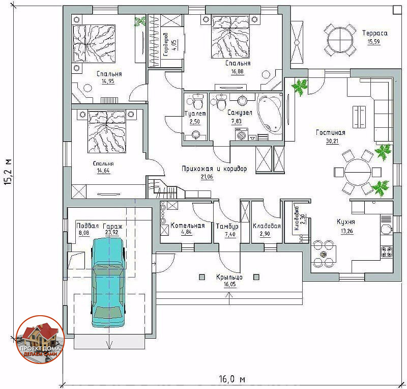 Отличный одноэтажный 4-х комнатный дом с хорошей планировкой, площадью 167 м². Обзор ??