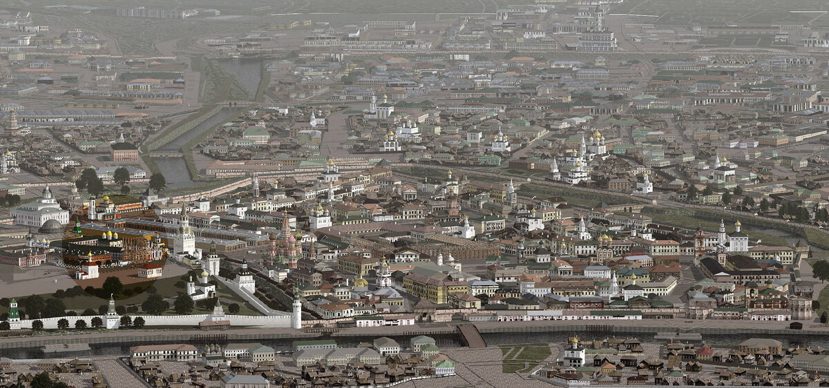 Вознесенский монастырь на 3D модели Москвы 1812 г.