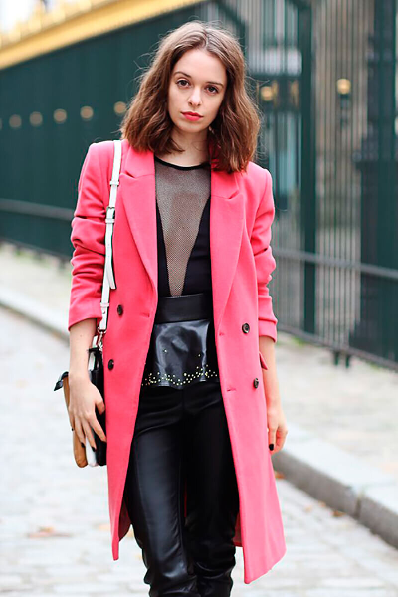 С чем носить розовое пальто?