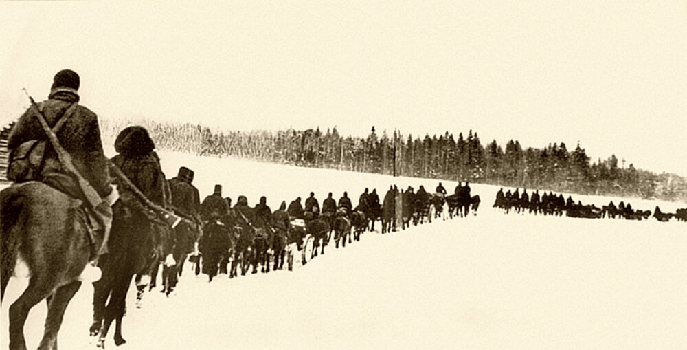 Кавалерийская часть на марше. Зима 1941–1942 гг. 
