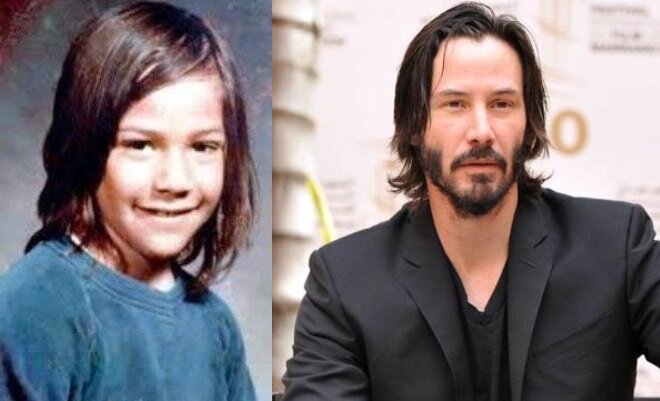 Киану Ривз в детстве и сейчас