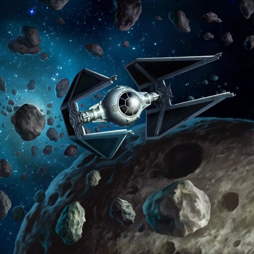 
Tie Interceptor первой серии преодолевает метеоритное поле.