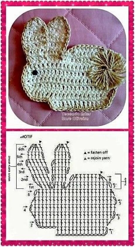 Аппликация зайчик крючком схемы и описание