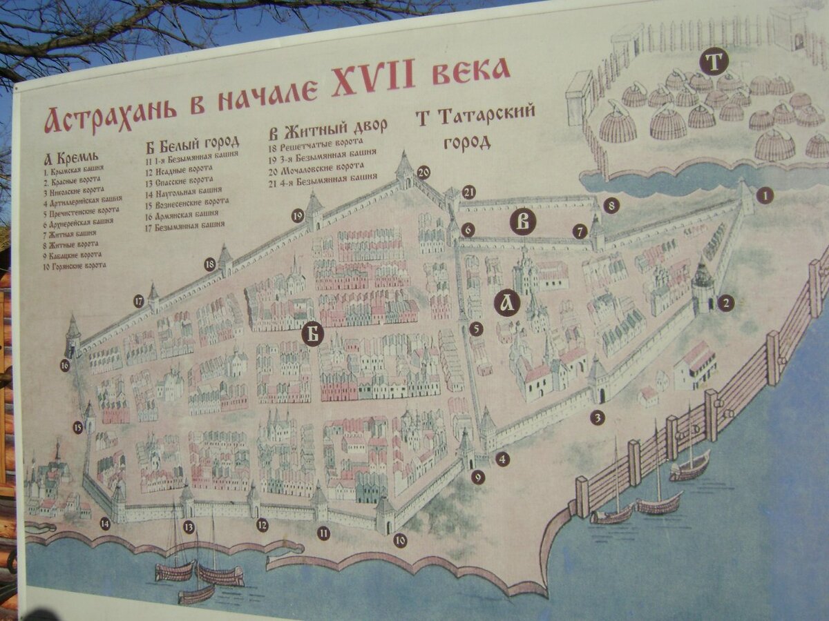План Астрахани в начале XVII века