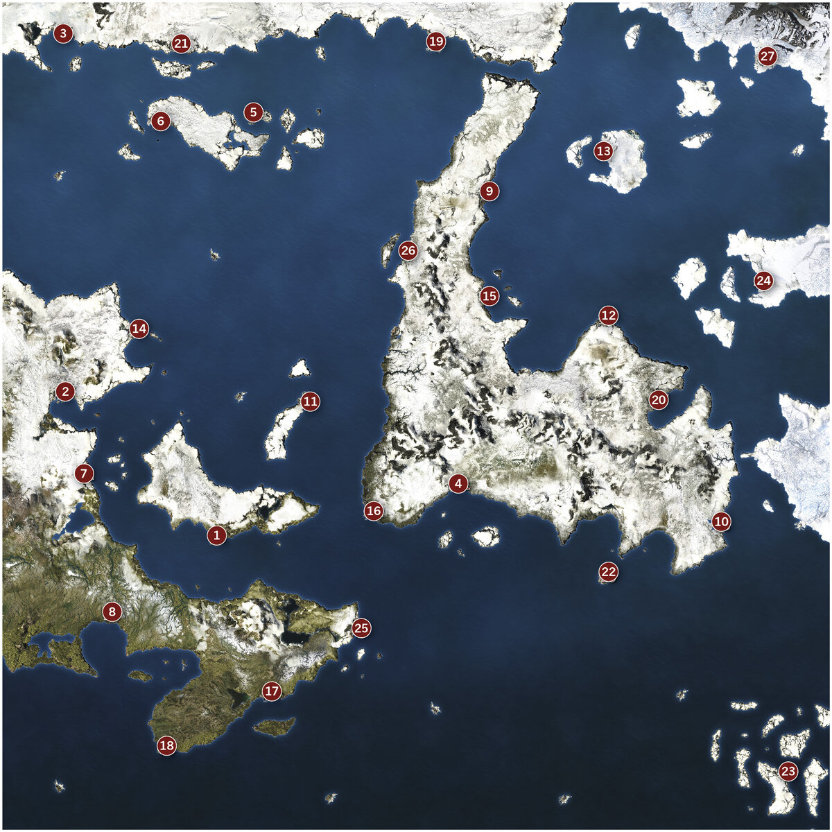 Карта Assassin's Creed Rogue - 70 км²