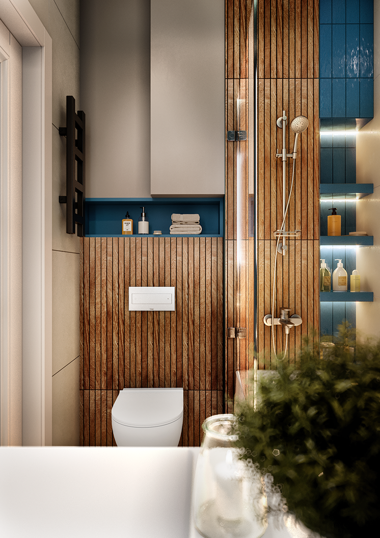 Стильный интерьер квартиры 70 кв.м. в теплых природных оттенках с этническими мотивами