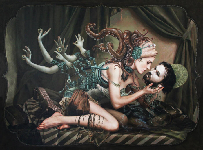 
Глядя на возлюбленного. 
