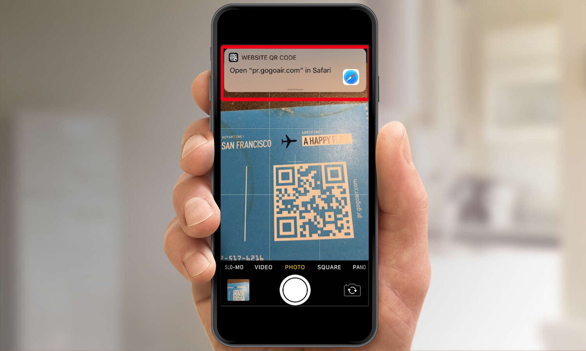 Распознавание QR-кода встроенным в iOS приложением "Камера"