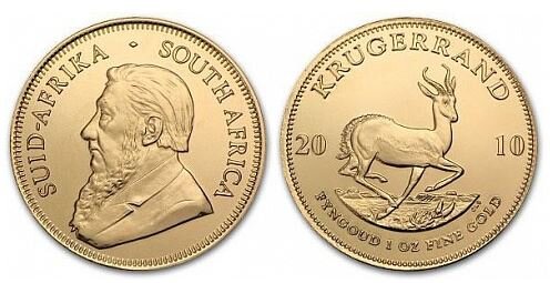 Первая инвестиционная монета, выпущенная в средине 20 века после отмены золотого стандарта во всех странах. ЮАР. Проба - 917. Имеет самый большой тираж среди всех инвестиционных монет
