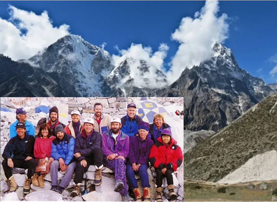 Коллаж автора. Состав коммерческой группы под руководством новозеландского альпиниста Роба Холла перед восхождением на Эверест.