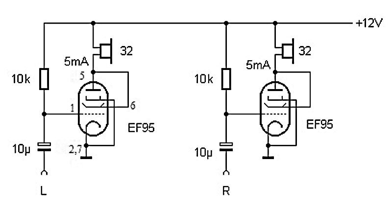 Схема бестрансформаторного лампового усилителя для наушников