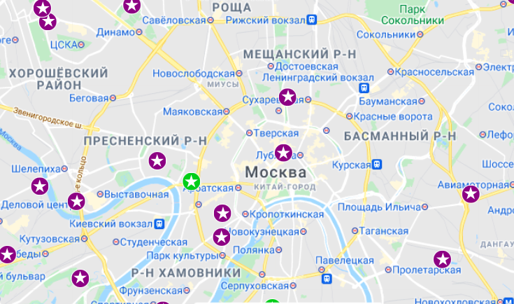 Карта, на которой отмечены самые интересные квартиры для инвестиций