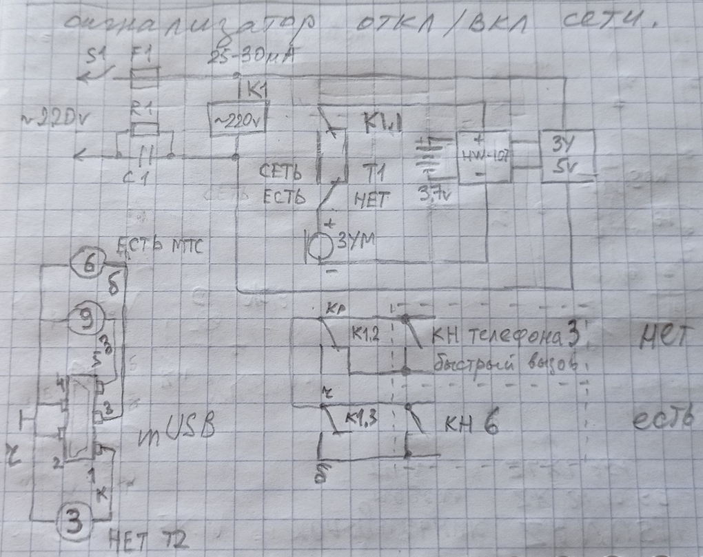 Сигнализация с тремя кнопками на телефоне