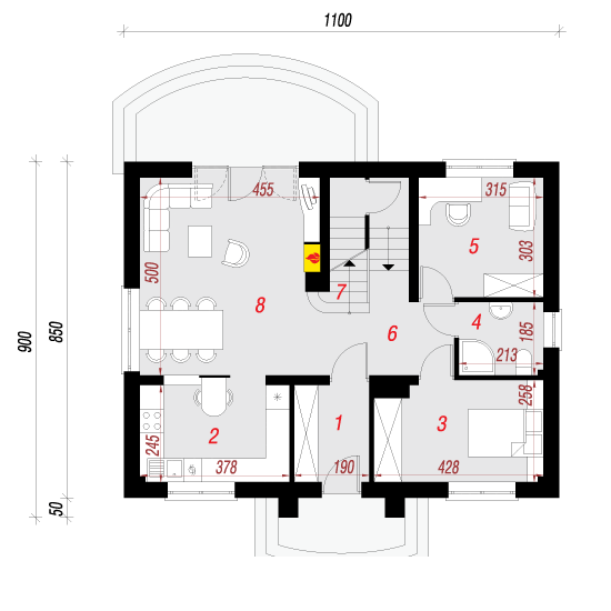 Проект дома 217 м2 с мансардой, террасой и балконом - 103-58