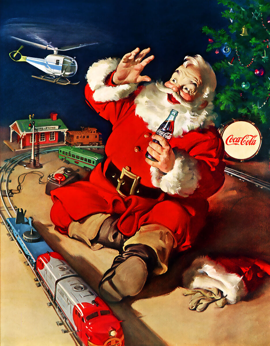 coca cola 1940's vintage christmas card