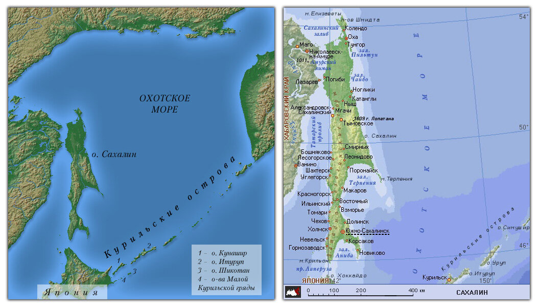 Карта сахалина и курил