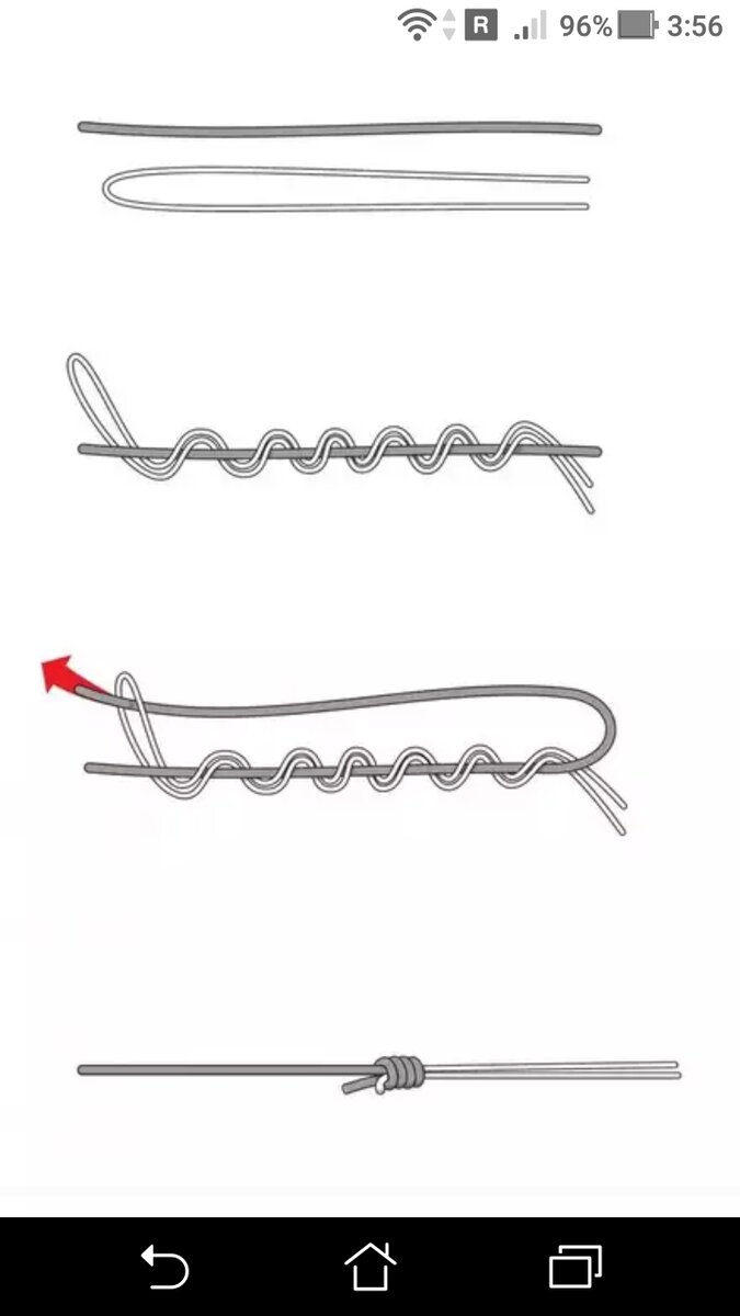 фото рисунок учимся вязать узел Fish Knot 