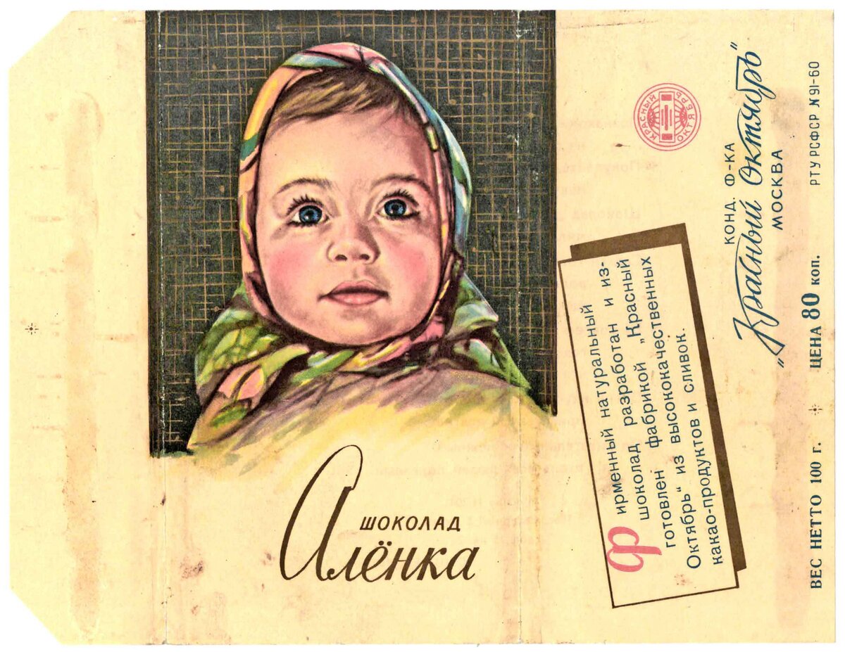 Шоколад "Аленка" Фабрики "Красный Октябрь", СССР.