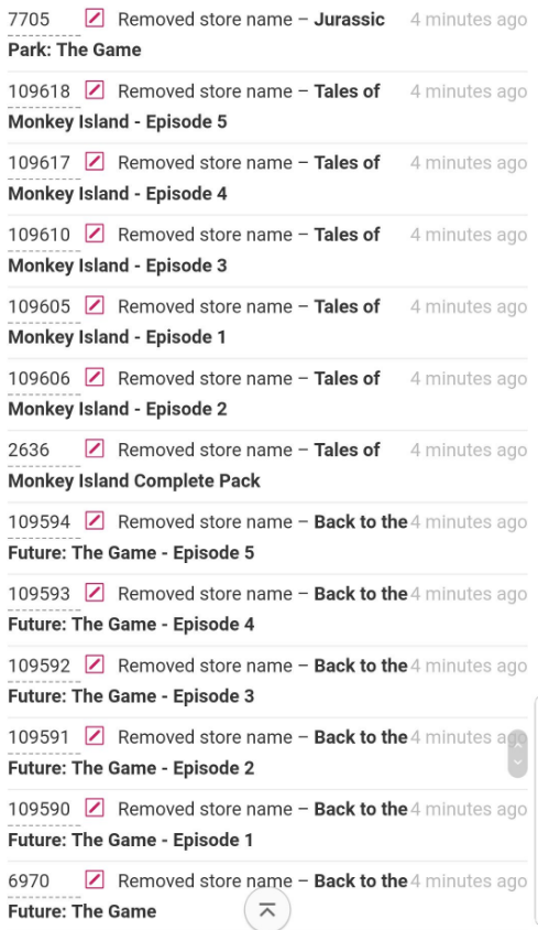 Актуальный список удаленных игр