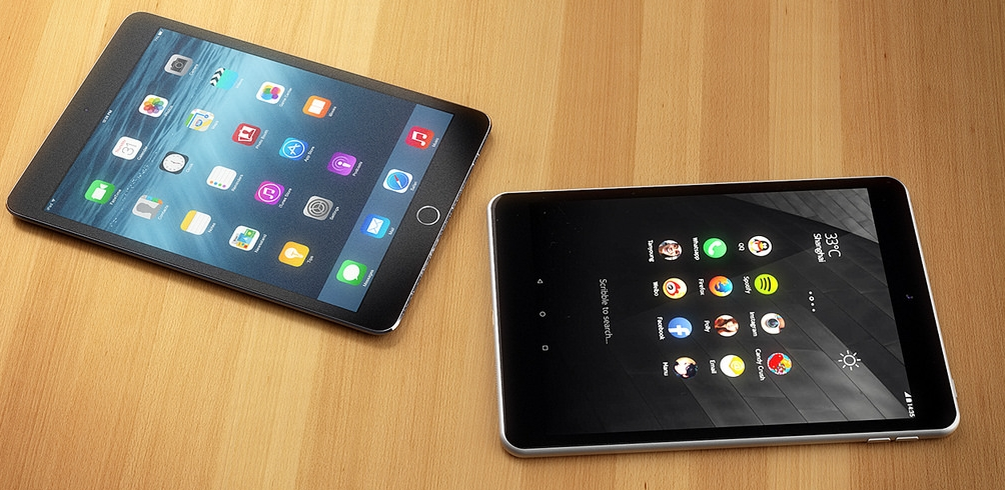 iPad mini третьего поколения (слева) и Nokia N1 (справа).