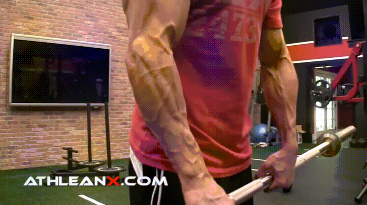 30 секунд крутим гриф на себя и 30 секунд от себя. Темп максимально возможный. 