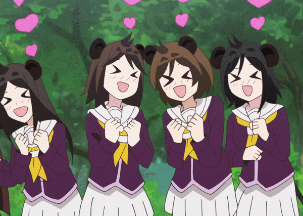 ГИФ'ка из аниме:  гиены в восторге.