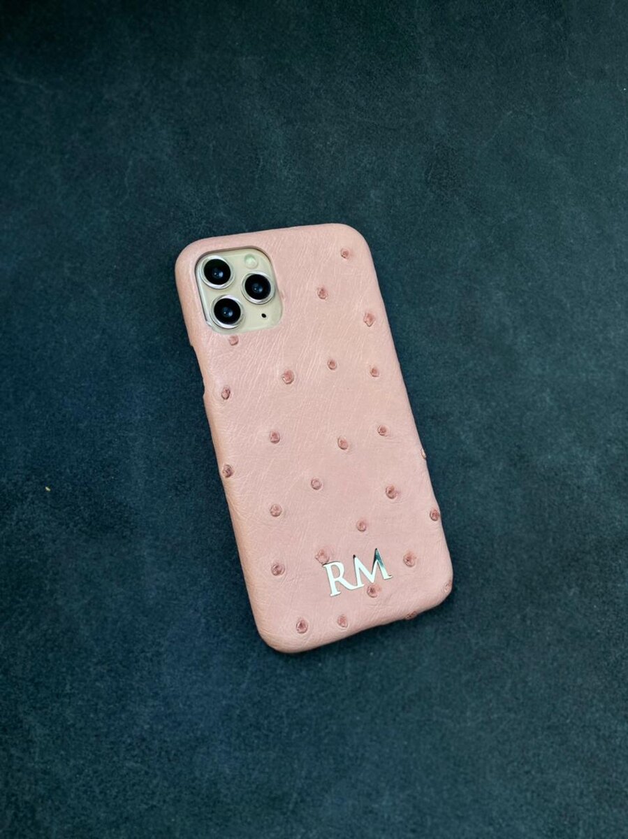 Нежно розовый кожаный чехол ручной работы с инициалами Mobcase 1500 для iPhone 11 Pro 