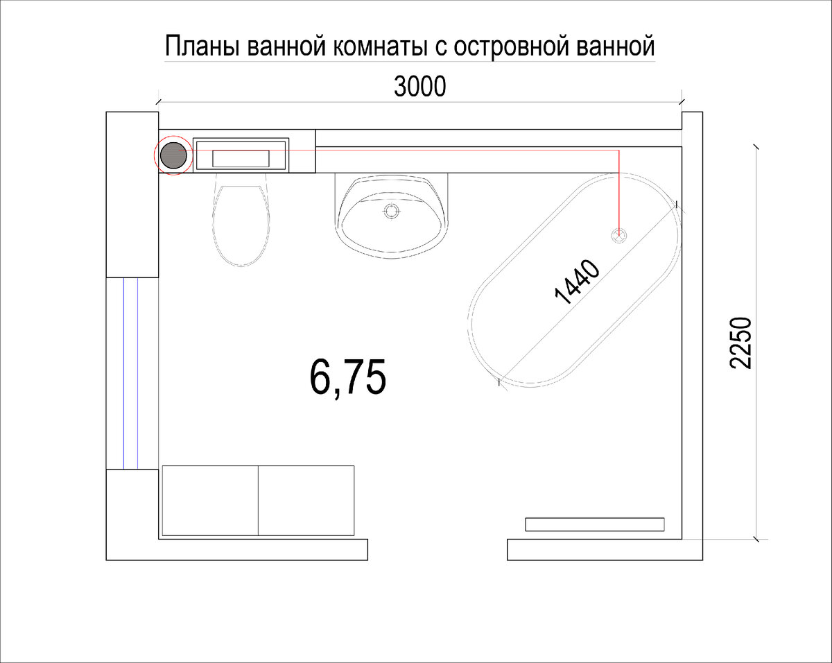 Схема ванной комнаты с душевой кабиной и унитазом