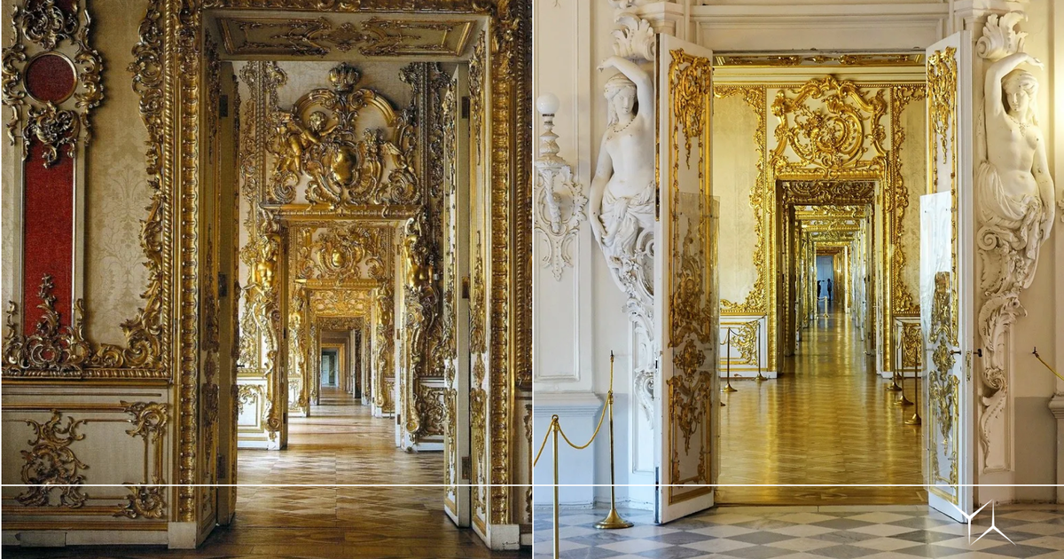 Яркий пример анфиладной планировки - залы Большого Екатерининского дворца