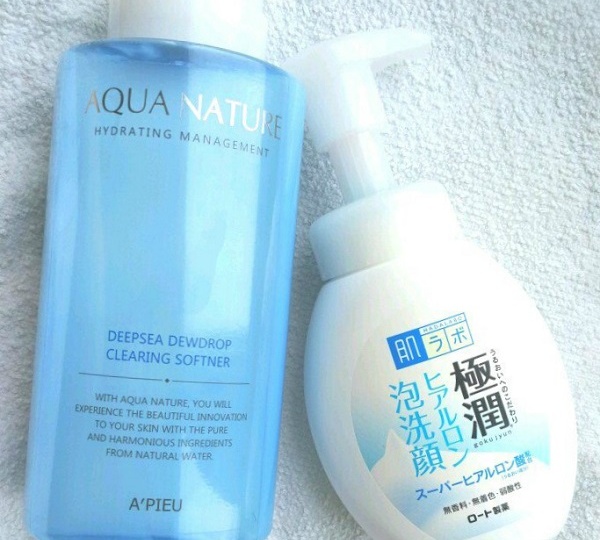  Очищая увлажняй Корейский софтнер A`Pieu Aqva Nature и гиалуроновая пенка Hada Labo Gokujyun