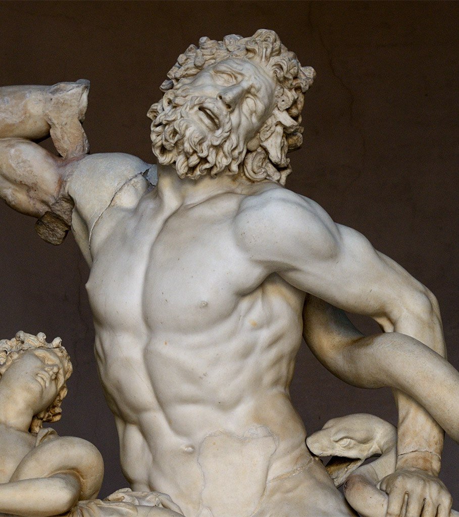  Лаокоон и сыновья, фрагмент скульптурной группы