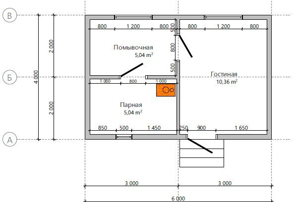 Проект бани из сип панелей 6 на 4