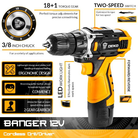 Аккумуляторная дрель-шуруповёрт DEKO Banger 12V. Источник: ru.aliexpress.com