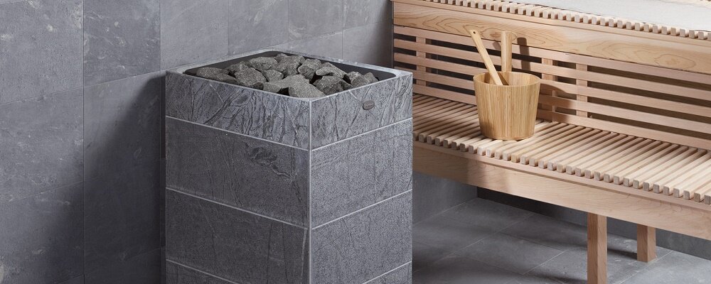 Банная печь в облицовке из талькохлорита