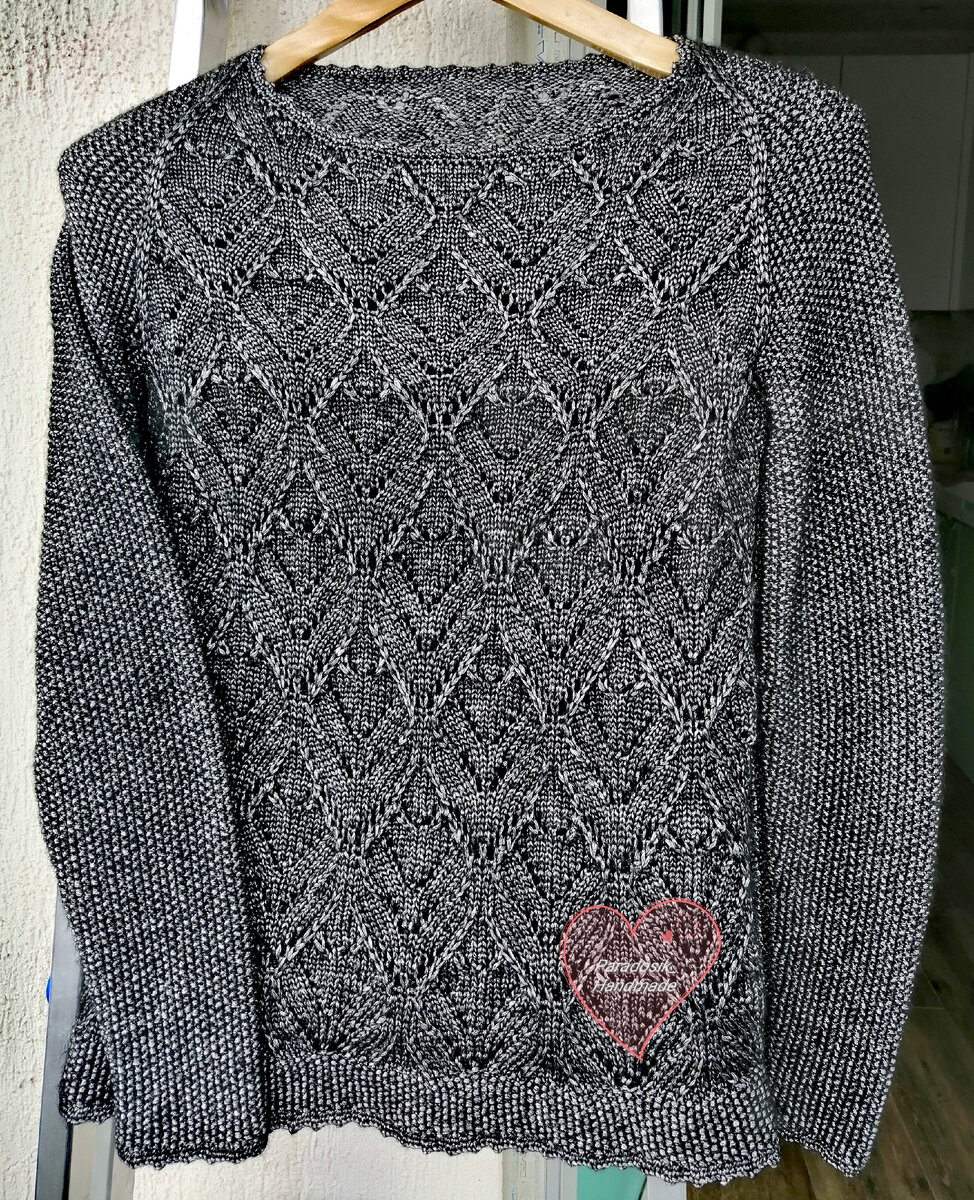 Ажурный джемпер «Чёрная жемчужина» спицами. Автор Paradosik_Handmade