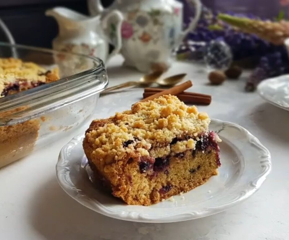 песочный пирог с ягодами