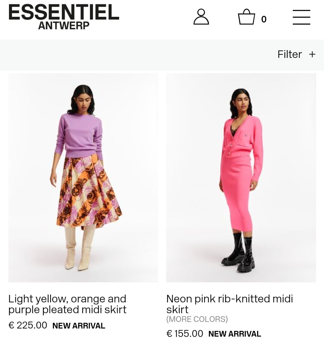 Стоимость юбок Essential Antwerp на официальном сайте бренда.