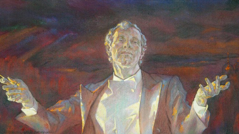     «Портрет дирижёра Е.И. Борисова». 1997 года. Автор: Леопольд Цесюлевич. vk.com/muzeighmak